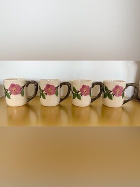 Franciscan Desert Rose Mugs Set of 4 Large 4.25” Floral Cottagecore Cups